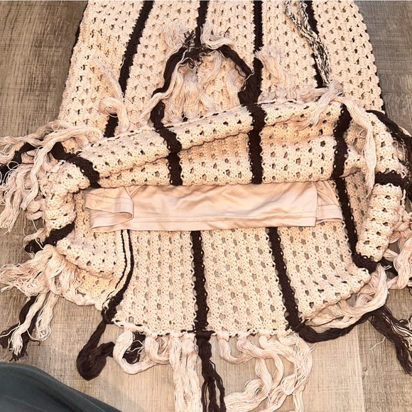 Moon River Cream and Brown Halter Sheath Midi Dress - Picture 11 of 11